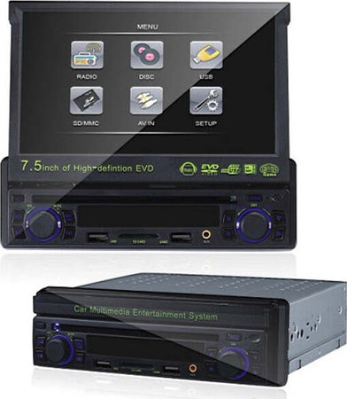 Autoradio-Dvd-Stereo-1-Din-Display-Scomparsa-7.5-Radio-Mp3-Aux-Usb-Sd-Av