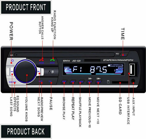 Autoradio Lettore Mp3 Ca001b Sistema Audio Auto Universale 1 Din Bluetooth Aux Elettronica/Elettronica per veicoli/Elettronica per auto/Sistemi audio/Autoradio Trade Shop italia - Napoli, Commerciovirtuoso.it