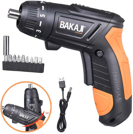 Avvitatore Mini Cacciavite Elettrico Cordless Trapano a Batteria 10 Punte e LED