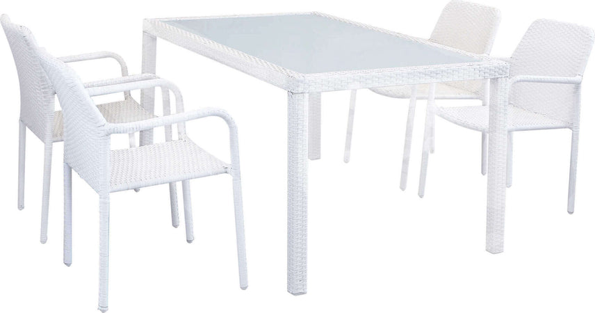 AXONA---set-tavolo-da-giardino-con-piano-in-vetro-150x90-compreso-di-4-poltrone-intreccio-in-rattan-sintetico-Bianco-Milani-Home