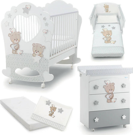 Azzurra Design Love Me Con Oblò Lettino Neonati + Fasciatoio Bagnetto Vaschetta Anatomica + Completo Lettino Piumone + Lenzuolo+ Materasso In Omaggio Casa e cucina/Arredamento/Cameretta bambini/Lettini per neonati e bambini/Lettini con sbarre Mondo Bimbo - Bagnara Calabra, Commerciovirtuoso.it