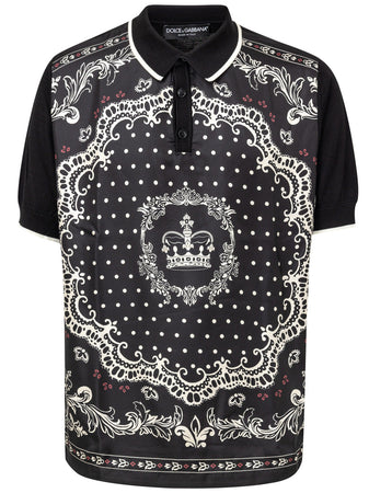 Dolce & Gabbana Polo in Seta con Stampa Bandana da uomo