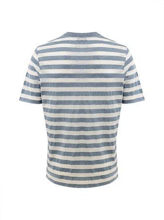 Gran Sasso T-Shirt a Righe in Cotone Fiammato da uomo