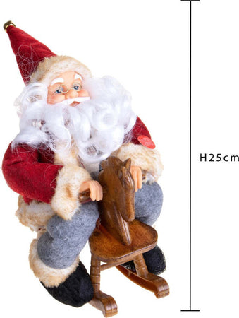 Babbo Natale che balla con musica e cavalluccio in tessuto e plastica da 25 cm Casa e cucina/Decorazioni per interni/Addobbi e decorazioni per ricorrenze/Decorazioni natalizie/Schiaccianoci MagiediNatale.it - Altamura, Commerciovirtuoso.it