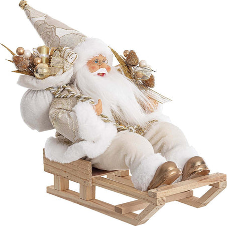 Babbo Natale seduto con slitta con regali e barba folta statuetta color Champagne in poliestere Casa e cucina/Decorazioni per interni/Addobbi e decorazioni per ricorrenze/Decorazioni natalizie/Schiaccianoci MagiediNatale.it - Altamura, Commerciovirtuoso.it