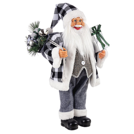 Babbo Natale con regali e barba folta statuetta color Metallo in poliestere