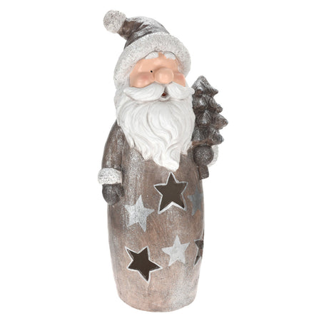 Statuina Natalizia Babbo Natale in poliresina decorazione natalizia con led h 87 cm