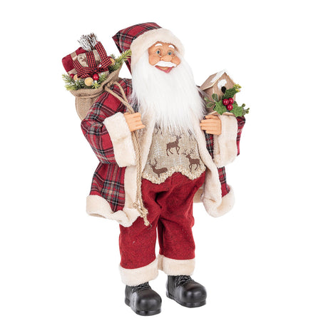 Babbo Natale "Alwin" con regali color Rosso in poliestere decorazione natalizia