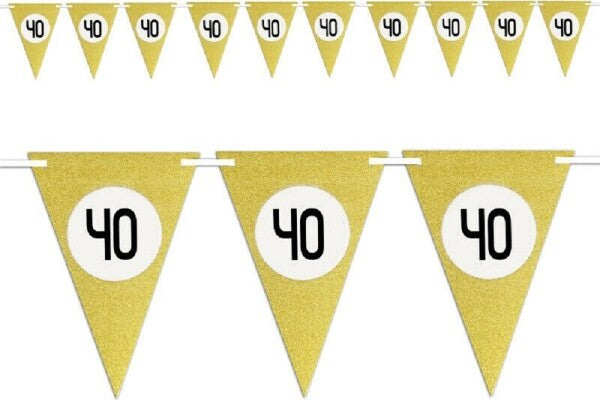 Bandierine-Festa-Compleanno-Anniversari-Set-10pz-Triangolari-Festone-Oro-40-Anni