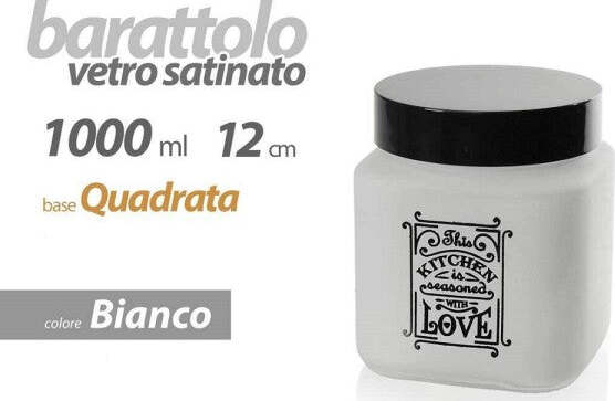 Barattolo-Contenitore-Vetro-Quadrato-Bianco-Moderno-Satinato-1000-Ml-12cm-833502