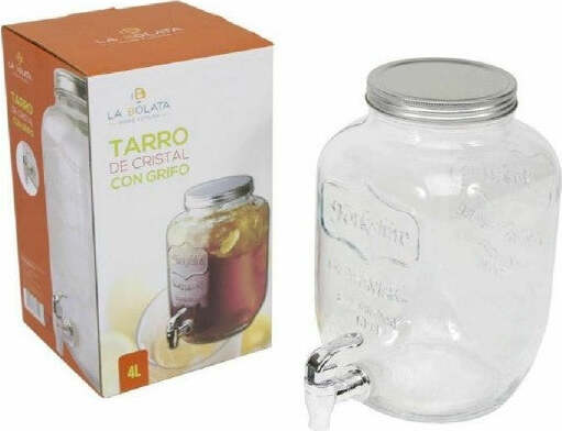 Barattolo-Dispenser-Contenitore-In-Vetro-4-Litri-Con-Rubinetto-Vino-Acqua