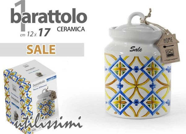 Barattolo-Sale-Ceramica-Ermetico-Cucina-Bianco-Color-Mediterraneo-17x12cm-817052