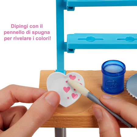 Barbie Relax And Create Atelier - Playset Con Bambola E Plastilina Per Vasi E Pittura - 25+ Accessori - Alta 29 Cm - Regalo Per Bambini 3-7 Anni, Hcm85 Mattel