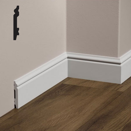 bancale da 84ml di Battiscopa BAROCCO in POLIMERI FeelingWood-HD 71x11mm - BIANCO - Eternal Parquet