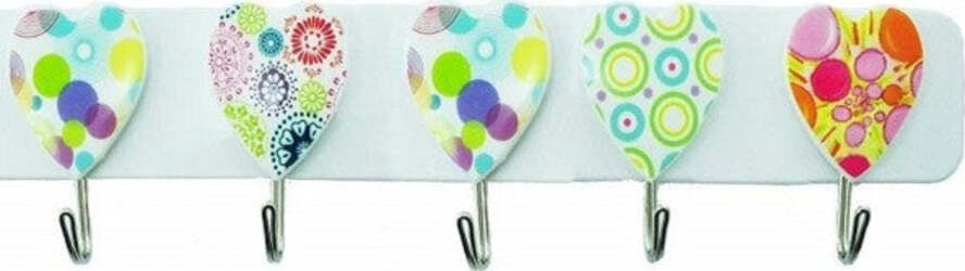 Barra-5-Ganci-Acciaio-Cuore-Adesiva-Appendini-Plastica-Appendi-Tutto-Cucina