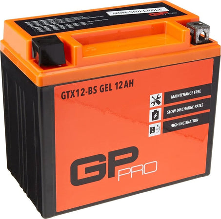 Batteria di avviamento GP-PRO GTX12-BS 12V 12Ah GEL compatibile con YTX12-BS / 51012 Esente da manutenzione/Sigillato Moto Accumulatore - EX DEMO