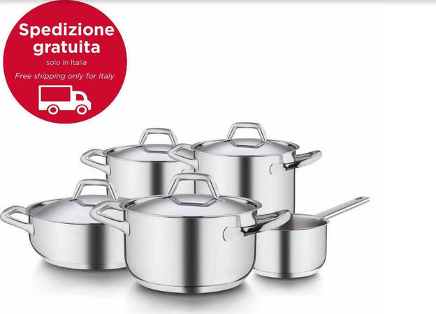 Batteria-di-pentole-9-pezzi-barazzoni-chef-line-in-acciaio-inox-18/10-alta-qualità-con-mainico-in-acciaio-linea-chef