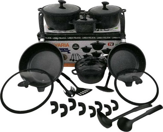 Batteria di pentole e padelle 25 pezzi antiaderente effetto pietra lavica dg bavaria anche per induzione Casa e cucina/Pentole padelle e pirofile/Pentole e padelle/Set/Set di pentole e padelle Puleo Casa - Palermo, Commerciovirtuoso.it