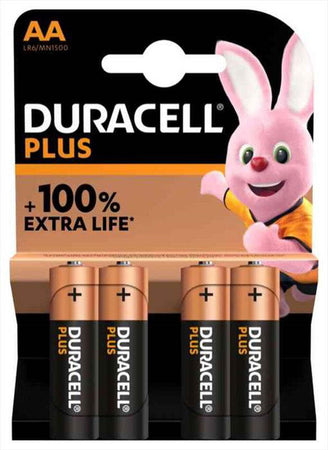 BATTERIE ALCALINE STILO AA DURACELL PLUS POWER 1,5V LR6 1 BLISTER DA 4 PILE