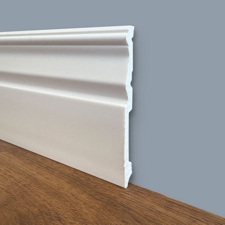 Battiscopa ROMANTICO in POLIMERI linea BASICBOARD 150x12mm - BIANCO pitturabile (prezzo al metro)