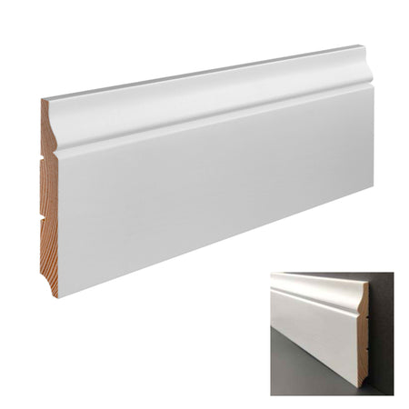 Battiscopa PREMIUM in legno MASSELLO mod.BAROCCO 120x16 laccato bianco liscio (prezzo al metro) Eternal Parquet