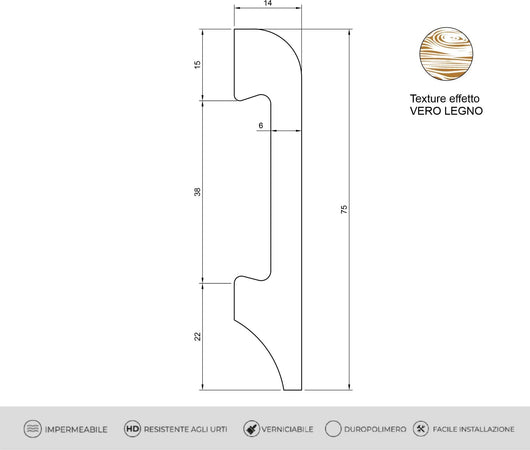 Battiscopa in duropolimero effetto legno rovere caldo 2000x75x14mm Fai da te/Prodotti per la costruzione/Materiali da costruzione/Pavimenti/Materiali per pavimenti/Battiscopa Led Mall Home - Napoli, Commerciovirtuoso.it