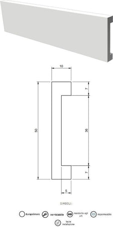 Battiscopa passacavi in duropolimero bianco 2000x50x10mm Fai da te/Prodotti per la costruzione/Materiali da costruzione/Pavimenti/Materiali per pavimenti/Battiscopa Led Mall Home - Napoli, Commerciovirtuoso.it