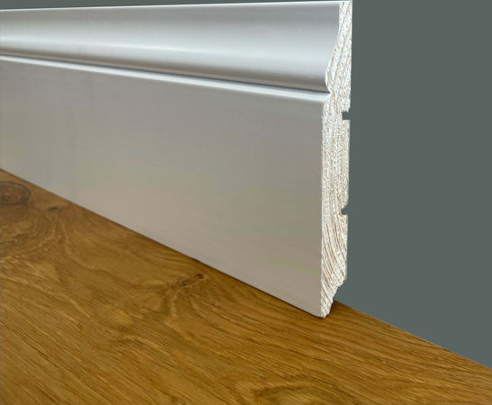Battiscopa PREMIUM in legno MASSELLO mod.BAROCCO 120x16 laccato bianco liscio (prezzo al metro) Fai da te/Prodotti per la costruzione/Materiali da costruzione/Pavimenti/Materiali per pavimenti/Battiscopa Eternal Parquet - Ariano Irpino, Commerciovirtuoso.it