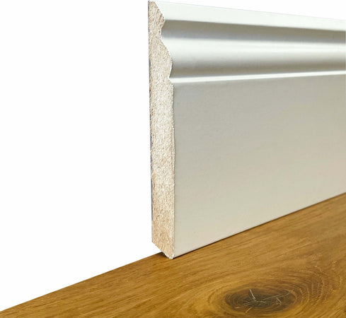 BATTISCOPA ZOCCOLINO DUCALE in FIBRA DI LEGNO COMPATTA 120X15 BIANCO ral 9010 Fai da te/Prodotti per la costruzione/Materiali da costruzione/Pavimenti/Materiali per pavimenti/Battiscopa Eternal Parquet - Ariano Irpino, Commerciovirtuoso.it
