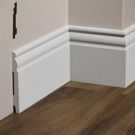 bancale da 76,8ml di Battiscopa DUCALE in POLIMERI FeelingWood-HD 150x18mm - BIANCO - Eternal Parquet