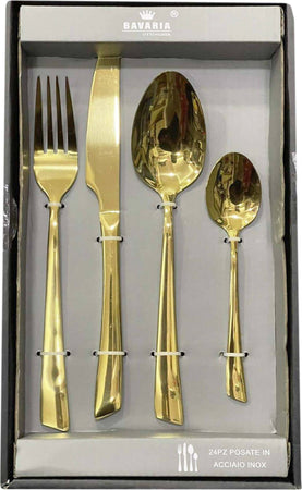 Bavaria Ottingher Set Posate Oro 24 Pz. Servizio di PosateAcciaio Inox Color Oro 6 Persone Art. 197 Casa e cucina/Stoviglie/Posate/Set di posate/Set di posate miste L’Orchidea - Siderno, Commerciovirtuoso.it