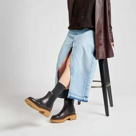 Frau Donna Beatles in pelle con doppio guardolo