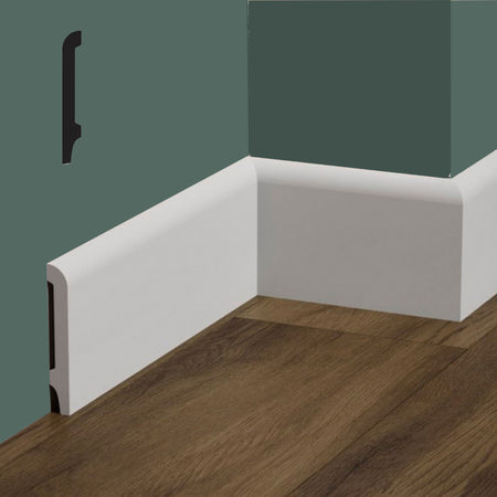bancale da 81,6ml di Battiscopa Becco di Civetta in POLIMERI FeelingWood-HD 120x15mm - BIANCO - Eternal Parquet