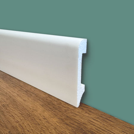Battiscopa BC in POLIMERI linea BASICBOARD 75x14mm - BIANCO pitturabile (prezzo al metro)