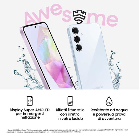 Samsung Galaxy A35 5G 8Gb Ram 256Gb Dual Sim Awesome Navy + Cover Clear Case Omaggio Usato