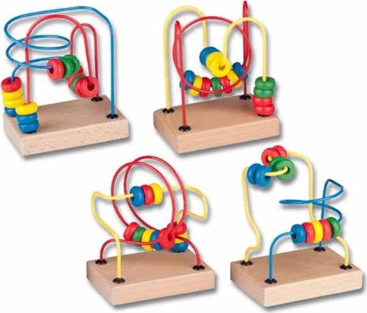 Bead-Coaster-Labirinto-Mini-Con-Perline-Legno-10x7x11,5cm-4-Modelli-Assortiti