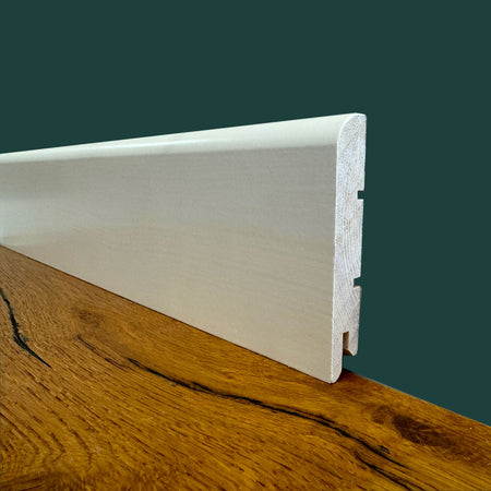 Battiscopa PREMIUM in legno MASSELLO BC 91x15 laccato bianco liscio (prezzo al metro) - Eternal Parquet