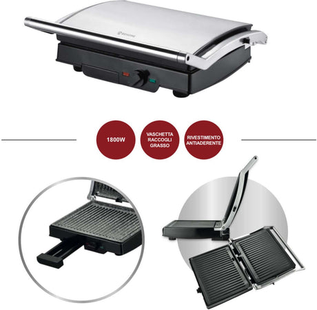 Behome Bistecchiera Elettrica Multifunzione in Acciaio