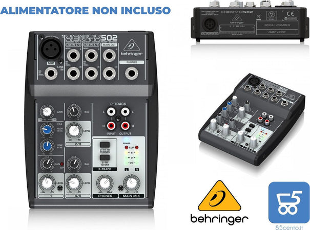 BEHRINGER XENYX 502 - mixer audio professionale a 5 ingressi per home studio, live, karaoke, party USATO - NO ALIMENTATORE