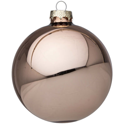 Palline per albero di Natale in vetro decorate color Beige Lucido
