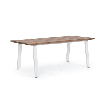Tavolo fisso "Oslo" in legno di Acacia con piedi in metallo da giardino