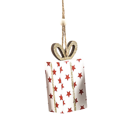 Pendente per albero di Natale Regali pacchetti in legno da 4 cm