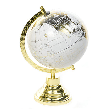 Mappamondo per interno con base e struttura in ottone chiaro