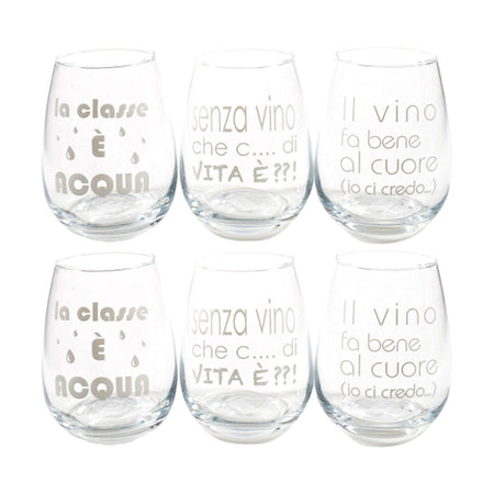 Bicchieri in vetro con scritte da 460 mL da 11 cm, confezione da 6 pezzi