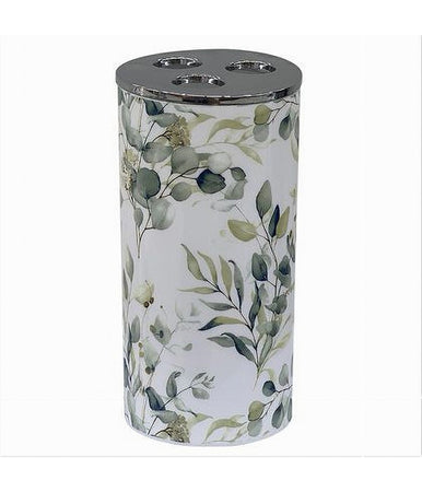 Bicchiere Porta Spazzolino 3 Fori Fiori Foglie Accessorio Arredo Da Bagno 87055