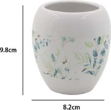 Bicchiere-Portaspazzolino-Spazzolini-Decorato-Fiori-Foglie-Accessori-Bagno-87050
