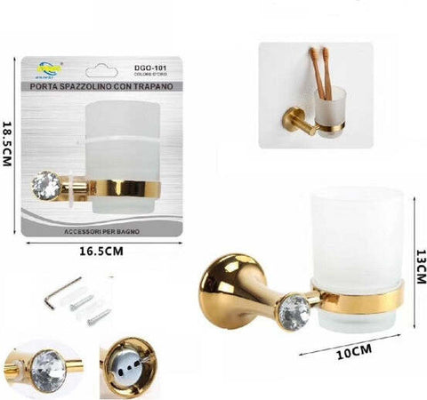 Bicchiere-Supporto-Bagno-Porta-Spazzolino-Denti-Muro-Casa-Dorato-Oro-Dgo-101