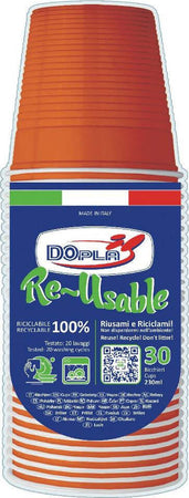 Bicchieri-monouso-Dopla-Re-usable-Arancio-230-mL-22613