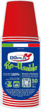 Bicchieri-monouso-Riutilizzabile-Rosso-Dopla