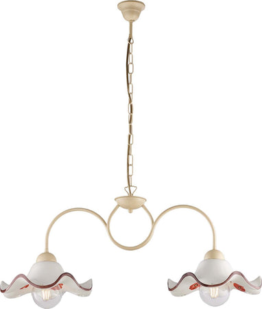 Bilanciere-2-Luci-Anemone-In-Ferro-Laccato-Avorio-E-Ceramica-Decorata